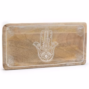 Langt Brett 30x15x2,5cm - Hamsa Design Whitewash