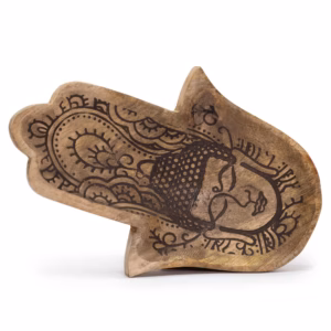 Langt Brett 30x20,5x2,5 cm - Hamsa-Form med Buddha Svart Inngravert
