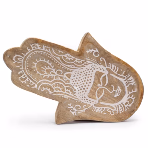 Langt Brett 30x20,5x2,5cm - Hamsa-Form med Buddha Whitewash