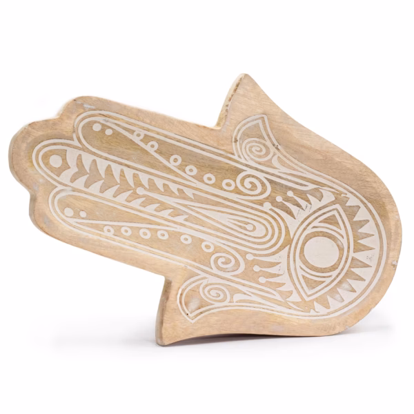 Langes Tablett 30x20,5x2,5cm - Hamsa Whitewash