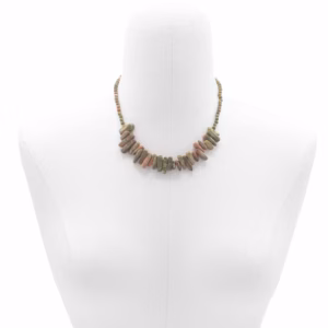 Halskæde med Lang Sten - Moss Agate
