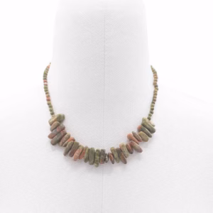Halskæde med Lang Sten - Moss Agate