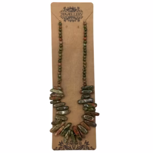 Halskjede med Lange Edelstener - Moss Agate