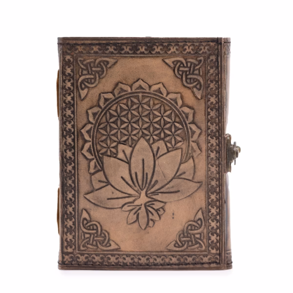 Lotus Mandala - Esoterisk Notatbok - Antikkgrå - 200 Søm I Kanten - 17,5X12,5X3Cm