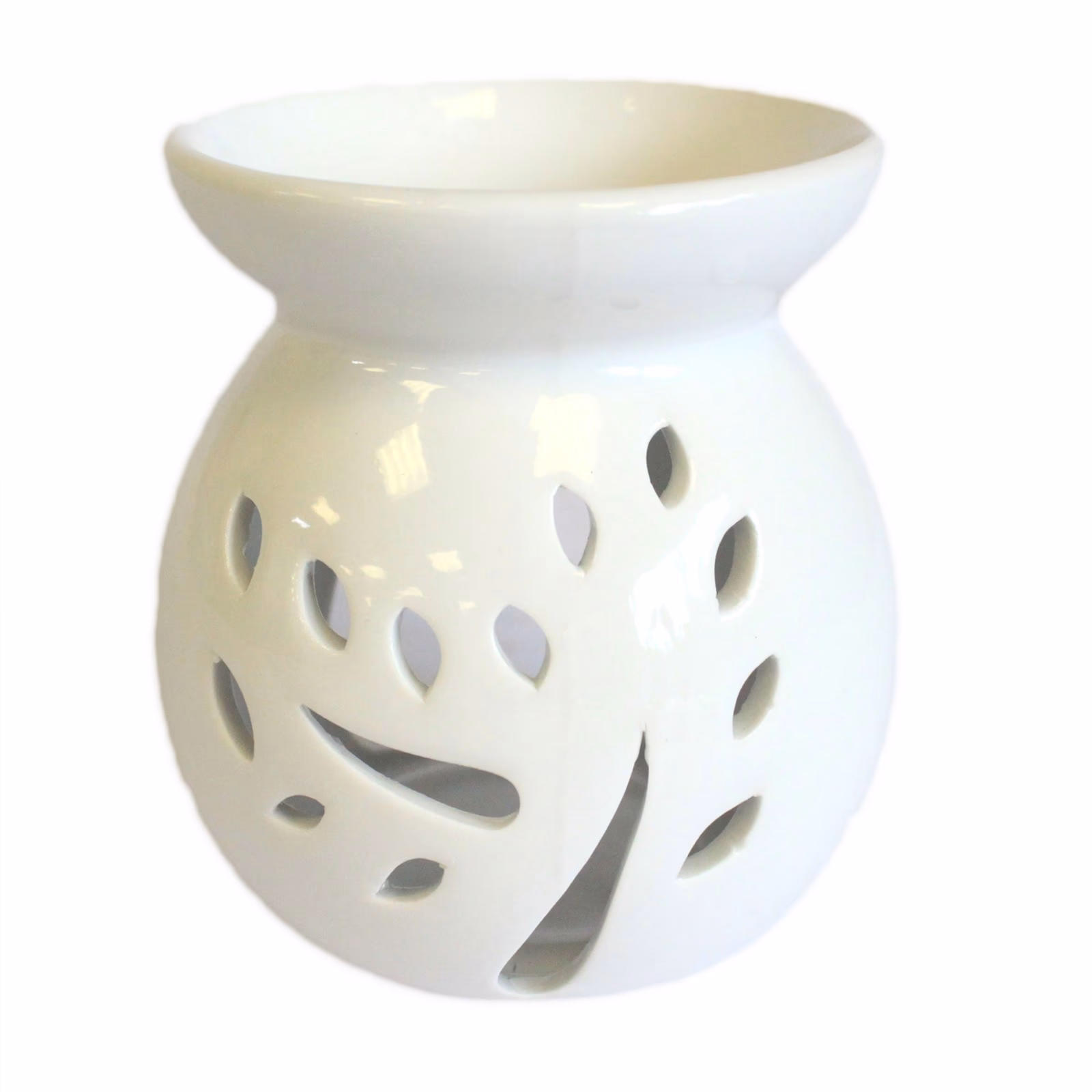 Lrg Classic White Oil Burner - Tree Cut-out