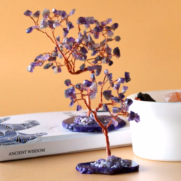 Stort Gemstone Tree - Ametyst På Naturlig Agatbase (100 Steiner) - Bilde 2