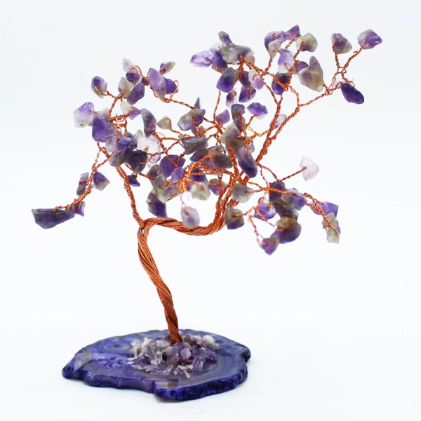 Stort Gemstone Tree - Ametyst På Naturlig Agatbase (100 Steiner) - Bilde 3