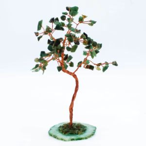 Stort Gemstone Tree - Grønn Aventurin på Grønn Agatbase (100 Steiner)