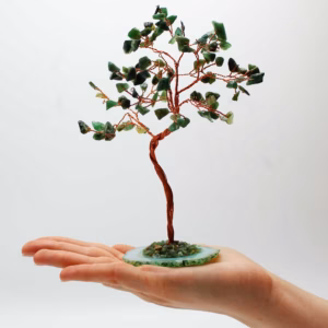 Stort Gemstone Tree - Grønn Aventurin på Grønn Agatbase (100 Steiner)