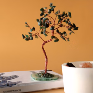 Stort Gemstone Tree - Grønn Aventurin På Grønn Agatbase (100 Steiner)