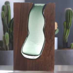 Glass Vase / Terarium Inside Dark Tung Wood - Large