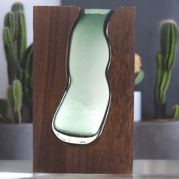 Glassvase / Terarium I Mørkt Tungtre - 18x5x32 cm Stor - Bilde 2