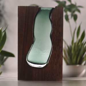 Glass Vase / Terarium Inside Dark Tung Wood - Large