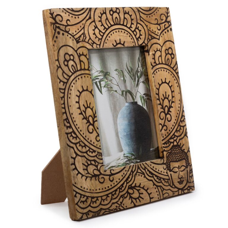 Lrg-Mango-Wood-Picture-Frame-for-13x18cm-28x23x2cm-Buddha-Black
