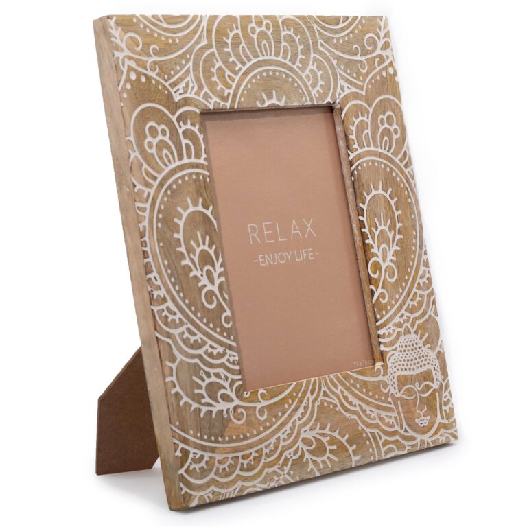 Lrg-Mango-Wood-Picture-Frame-for-13x18cm-28x23x2cm-Buddha-White