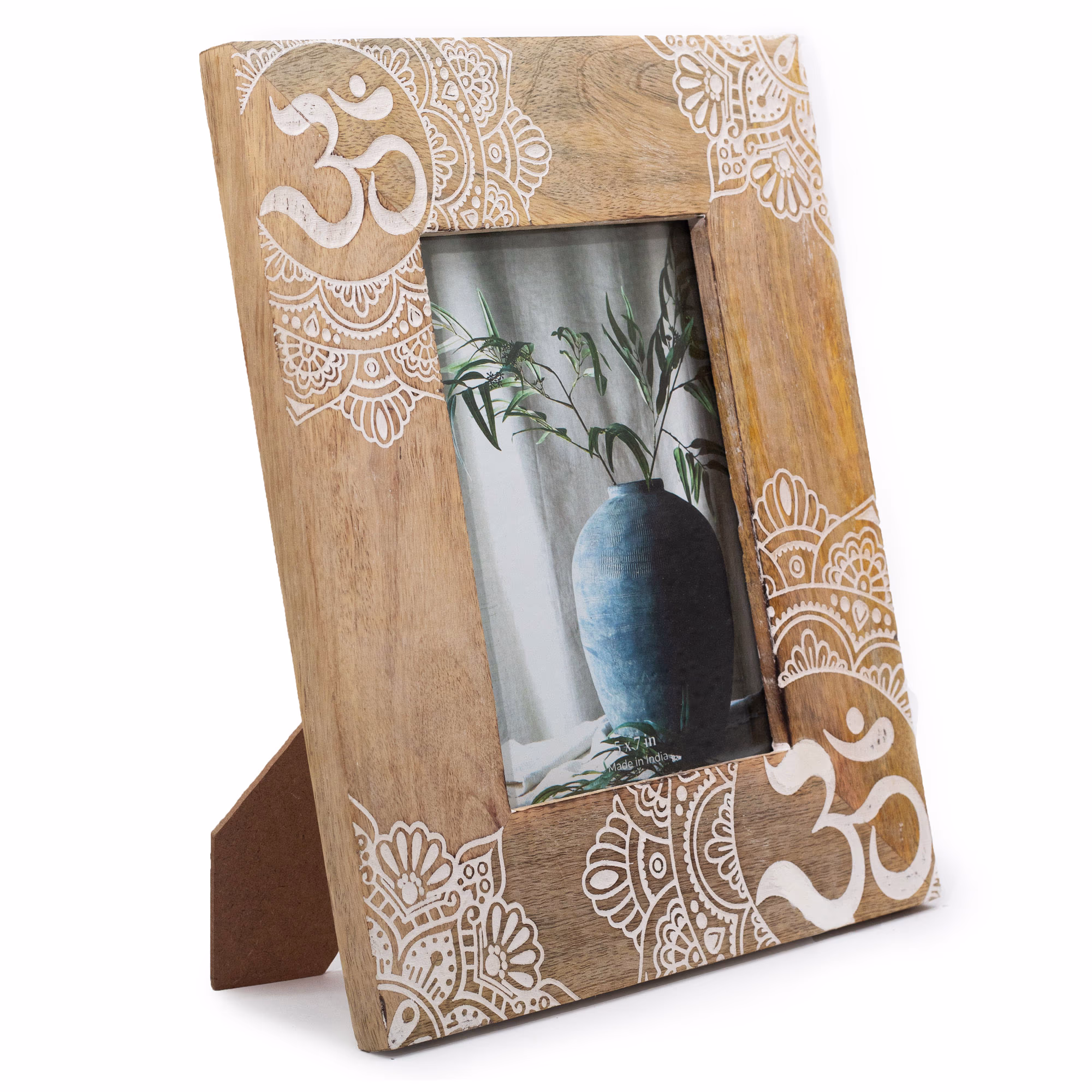 Lrg-Mango-Wood-Picture-Frame-for-13x18cm-28x23x2cm-Mandala-White