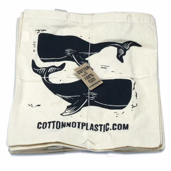 Lrg Natural 6Oz Cotton Bag 38X42Cm - Whales - Imagen 4