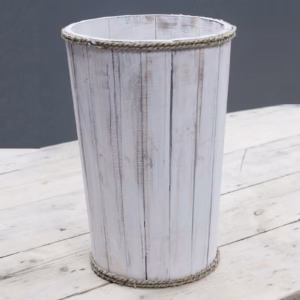 Handgemaakte Houten Display Ton - Witgewassen - Groot