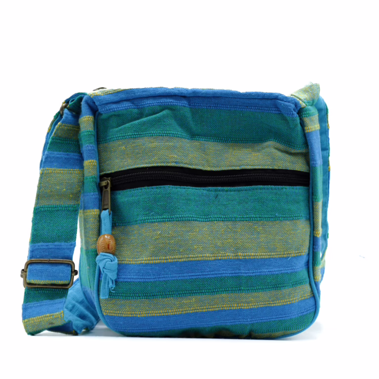 Lrg-Nepal-Sling-Bag-Adjustable-Strap-Spring-Meadows-Green-Blue