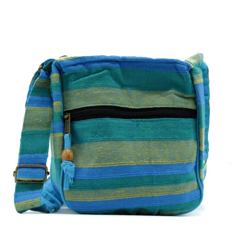 Lrg-Nepal-Sling-Bag-Adjustable-Strap-Spring-Meadows-Green-Blue
