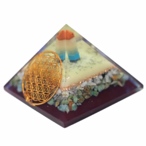 Organite Pyramid 70mm - Livets Blomst Symbol - Stor