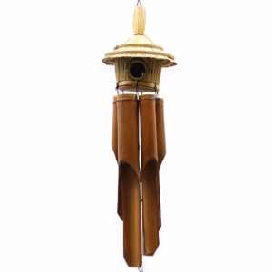 Round Seagrass Bird Box with Chimes - Large