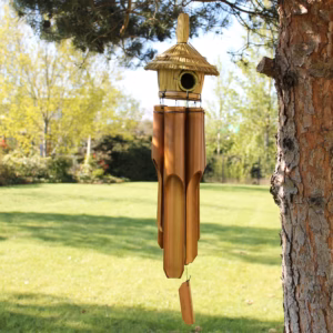 Round Seagrass Bird Box with Chimes - Large