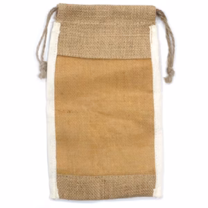 Jute Zakje met Venster - Large - 26cm x 15cm