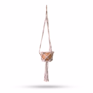 Gryteholder med Makramering - - Beige - 16 cm Ring Liten