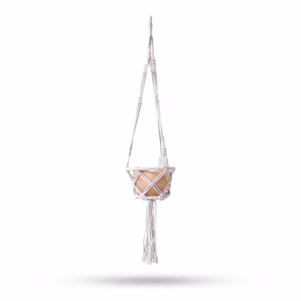 Gryteholder med Makramestropp Small - Naturlig - 16 cm Stropp