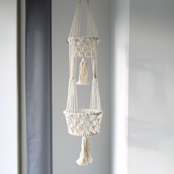 Makrame Gryteholder - Dobbel Holder - Bilde 2