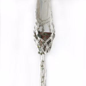 Macrame Pot Holder - Long With Ratten Hoop