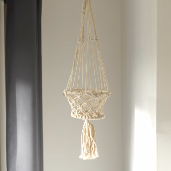 Makramee Topfhalter -Einzelner Kleiner Topf – Bild 2