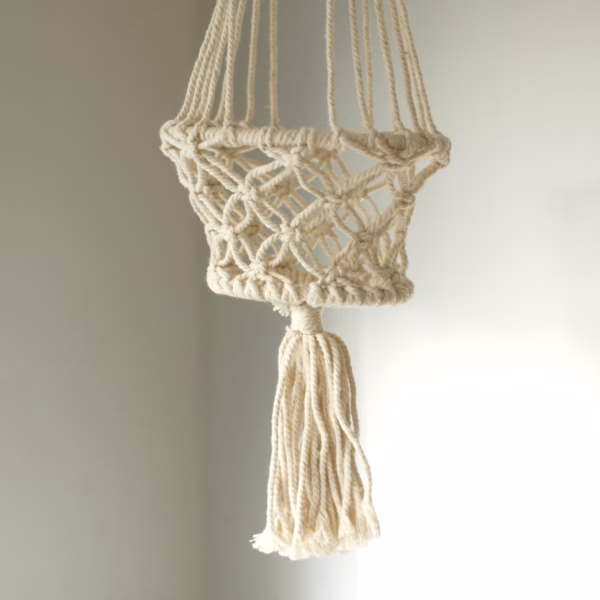 Makramee Topfhalter -Einzelner Kleiner Topf – Bild 3