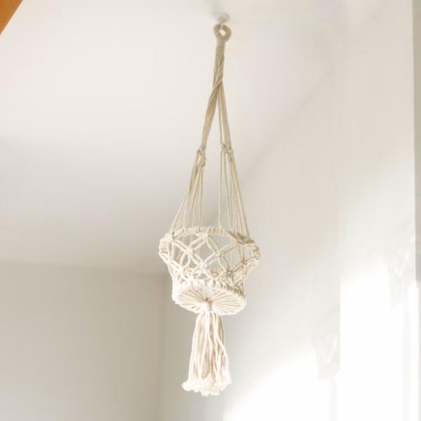 Makramee Topfhalter -Einzelner Kleiner Topf – Bild 4