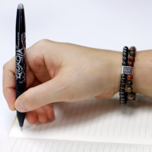 Dubbele Magnetische Edelsteen Armband - Zwarte Steen Chakra
