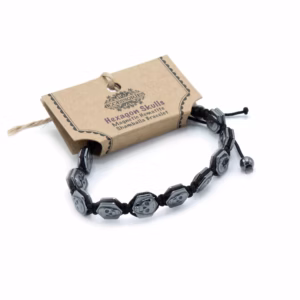Magnetisk Armbånd Hematitt Shamballa - Sekskantede Hodeskaller