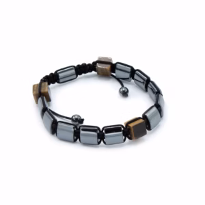 Magnetic Hematite Shamballa Bracelet - Tiger Eye Cuboids