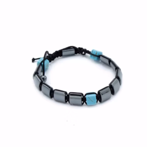 Magnetisches Hämatit - Shamballa - Armband - Türkisfarbene Quader