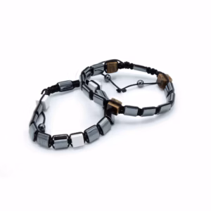 Magnetisches Hämatit - Shamballa - Armband - Türkisfarbene Quader