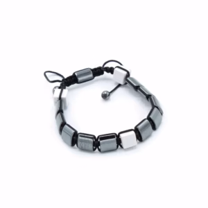 Bracelets Shamballa Hématite Magnétique - Cuboïdes Jaspe Blanc