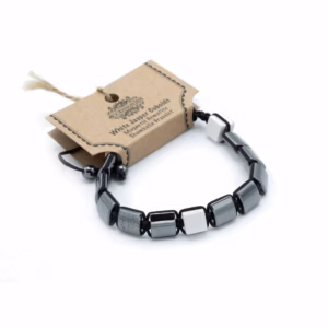 Magnetisk Armbånd Hematitt Shamballa - Hvite Jaspis-Kuboider