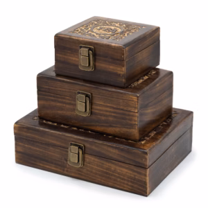 Mango Carved Tea Box - 12 Compartments 30x23x10cm