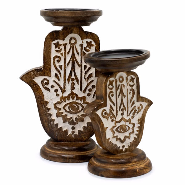 Lysestake I Mangotre - Hamsa - Large 25x18Cm - Bilde 3