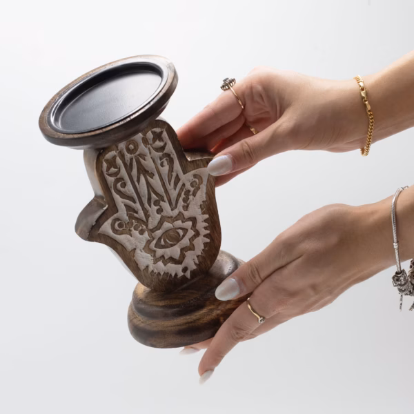 Lysestake I Mangotre - Hamsa - 18x11Cm Liten - Bilde 5