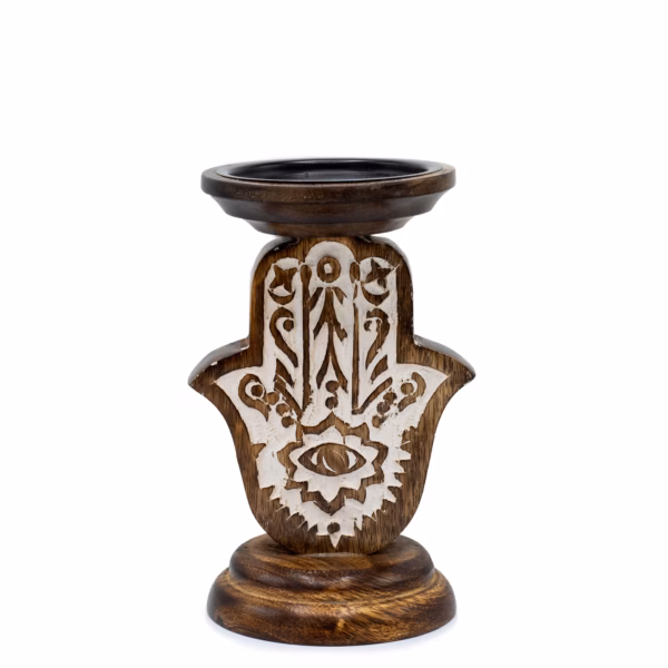 Lysestake I Mangotre - Hamsa - 18x11Cm Liten