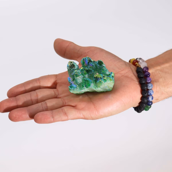 Naturlig Kvarts - Aura Green Flame Quartz (Ca. 100-150gm 7-10Cm) - Bilde 4