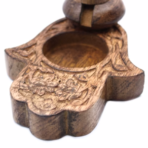 Mango Wood Backflow Burner - Hamsa - Medium