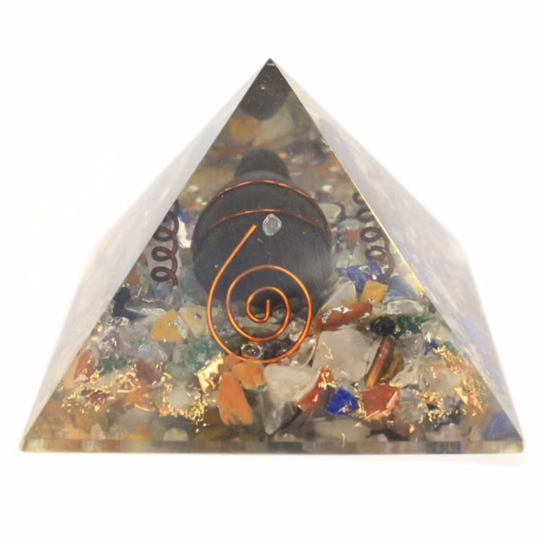 Orgonite Orgonitt Pyramid 60mm Gemchips, Kobber, Turtle Medium