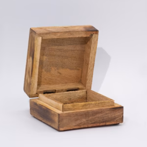 Square Box - Mushroom Design Maroon - Medium